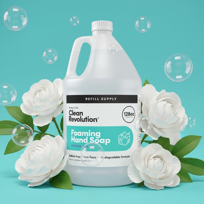 Clean Revolution Foaming Hand Soap Refill Supply Container, Ready to Use Formula, Spring Air Fragrance, Gluten Free, 128 Fl. Oz - Image 5